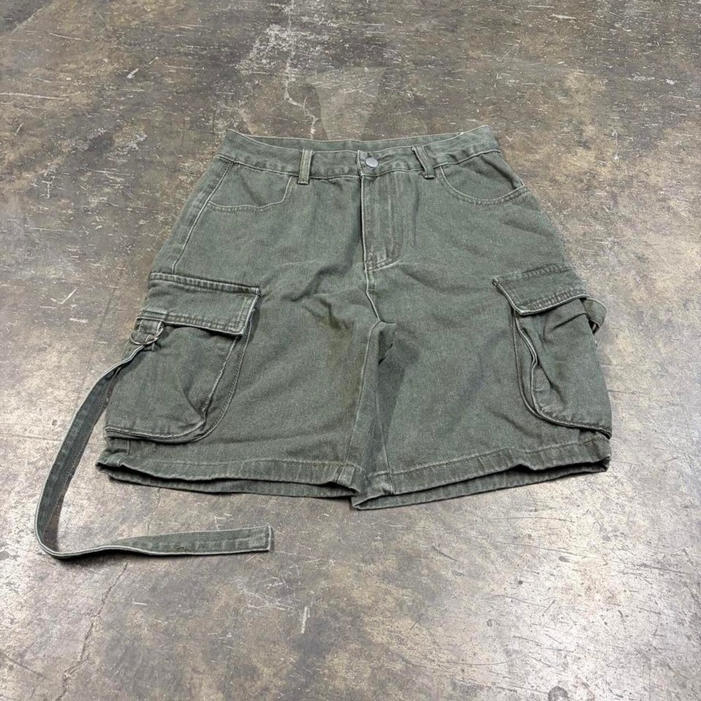 Vintage Y2K Army Green Cargo Shorts Mens Medium Utility Gorpcore Khaki 0404